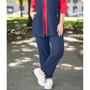 Catherines Suprema Pull-On Pants Plus Petite 14/16WP 0XWP Navy With Pockets NWT